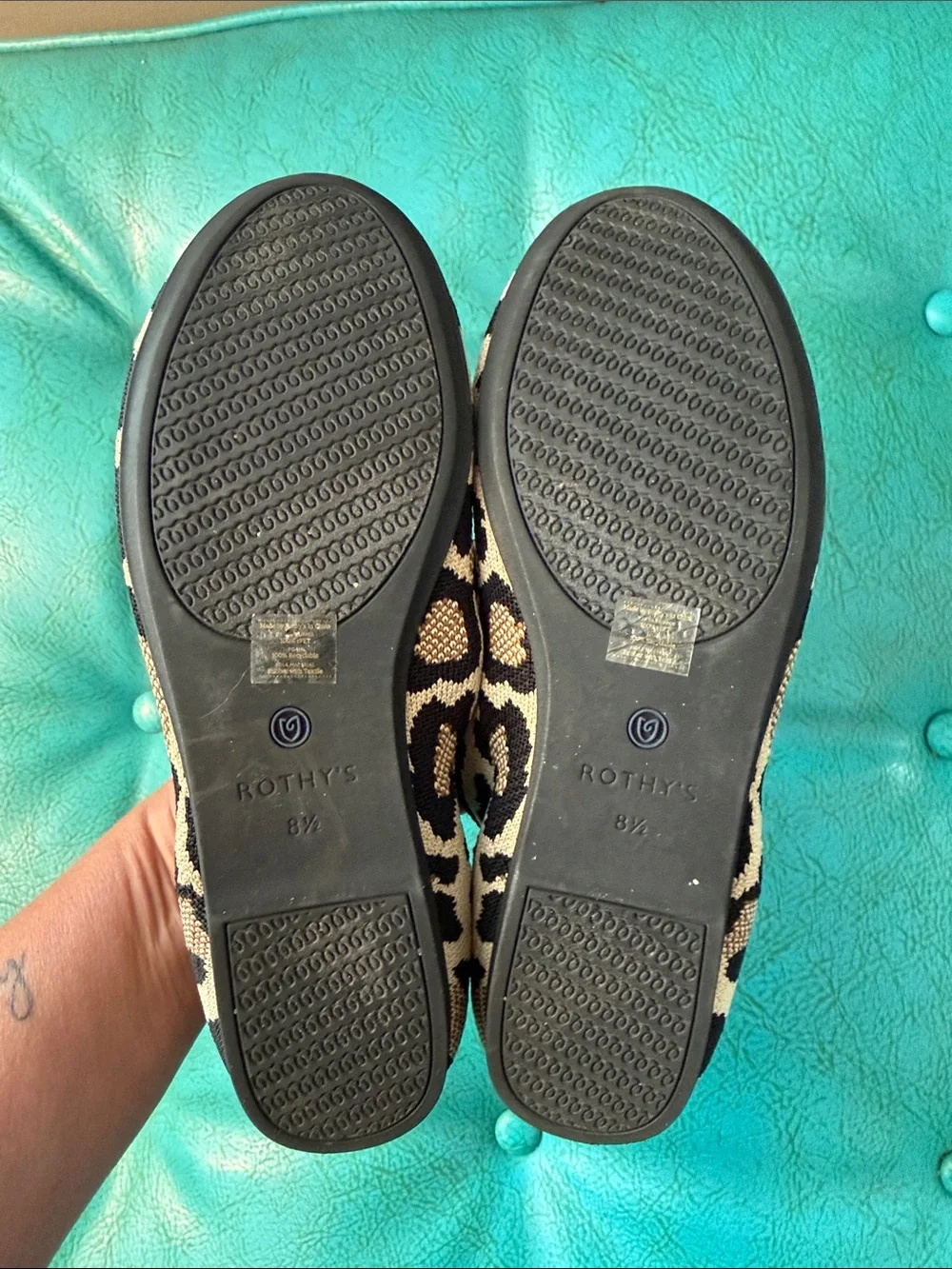 3 pair Rothy’s red and black knot points+ Desert Cat leopard flat washable 8.5